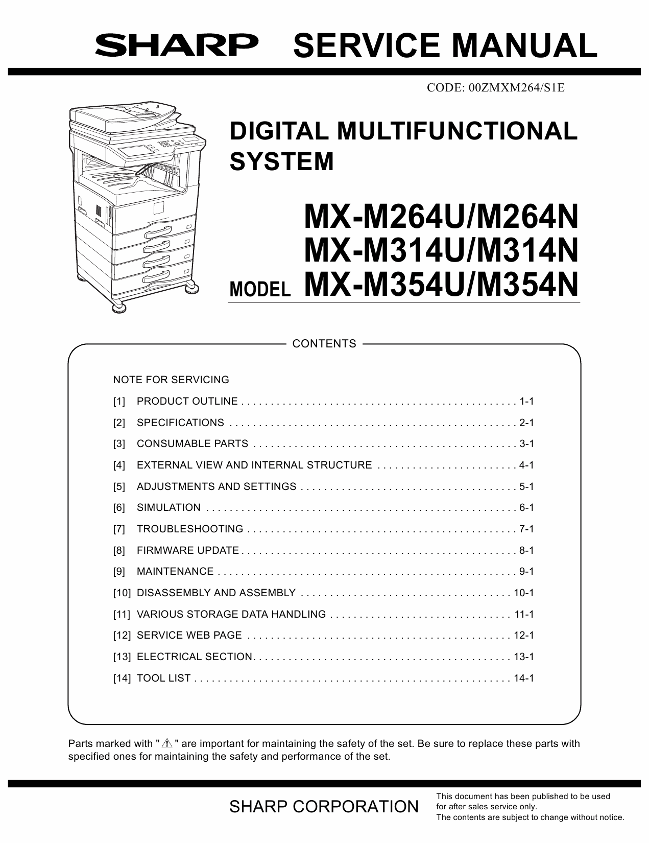 SHARP MX M264 314 354 U-N Service Manual-1